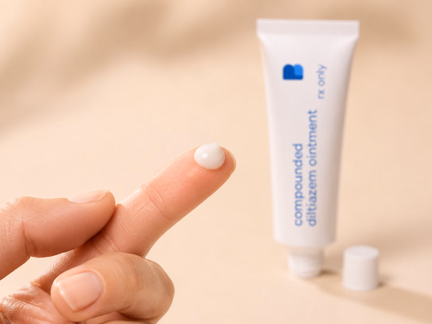 Dollop of compounded diltiazem 2% ointment