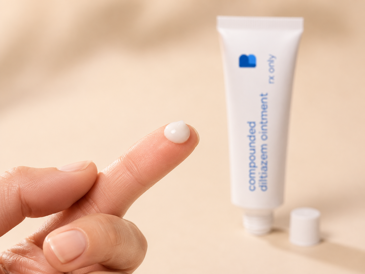 Dollop of compounded diltiazem 2% ointment