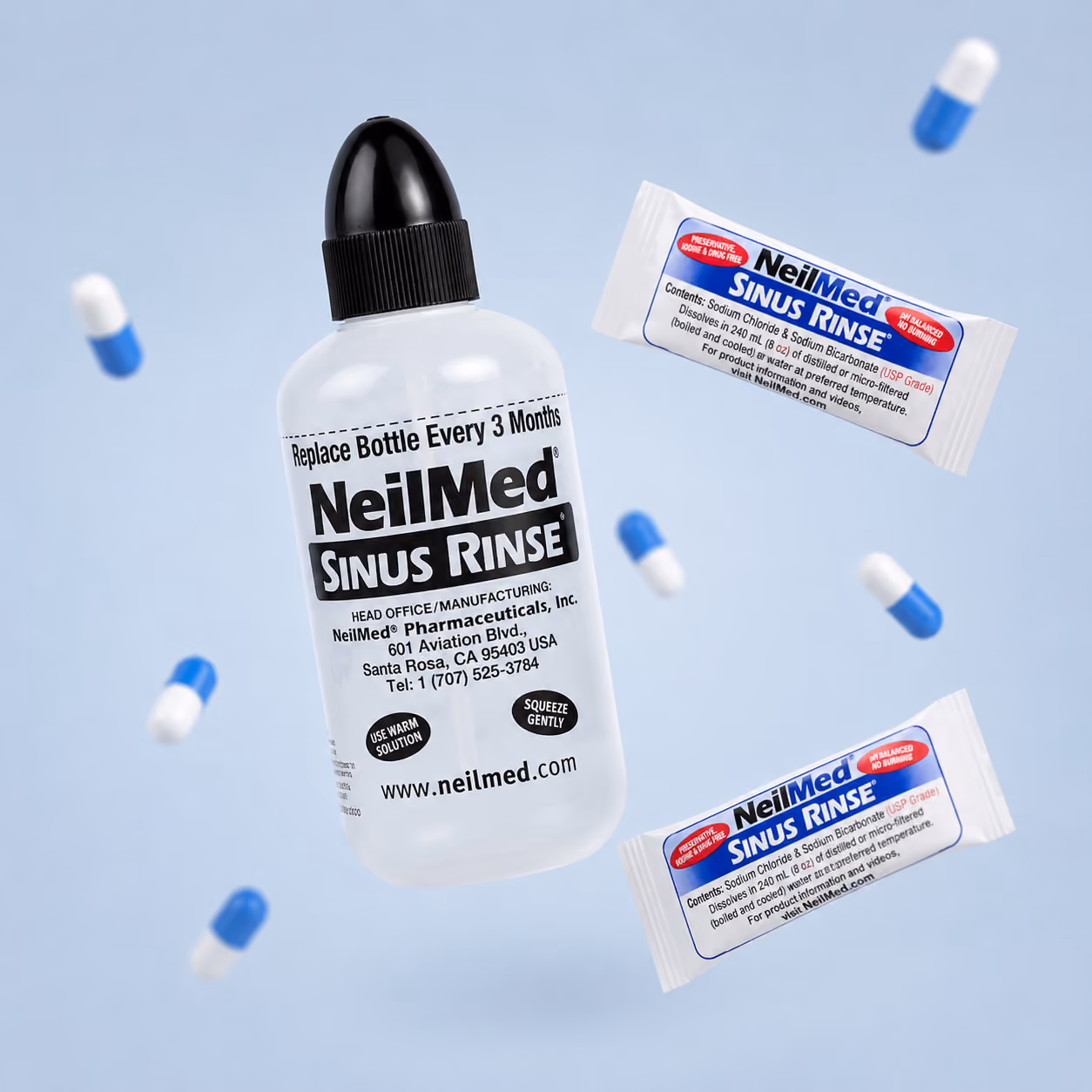 Saline sinus rinse bottle with compounded budesonide