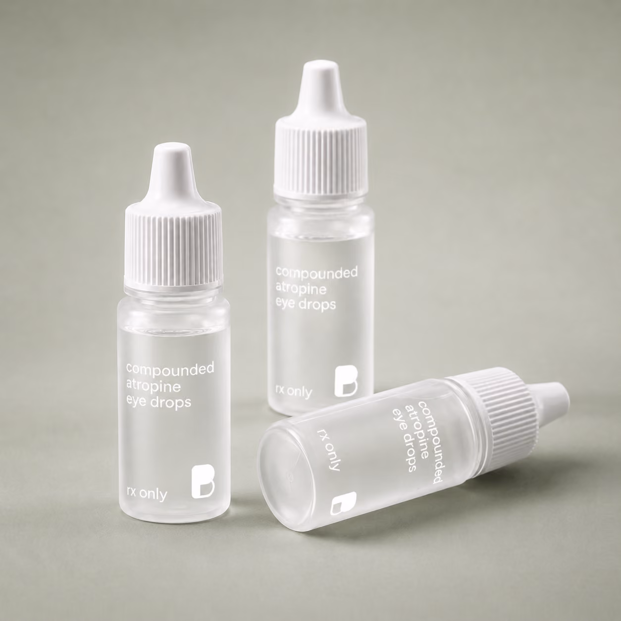 Low-dose atropine eye drops prepared to an eye doctor's prescription