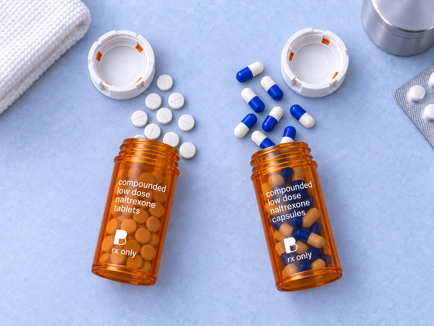 Low dose naltrexone tablets and capsules in a range of strengths