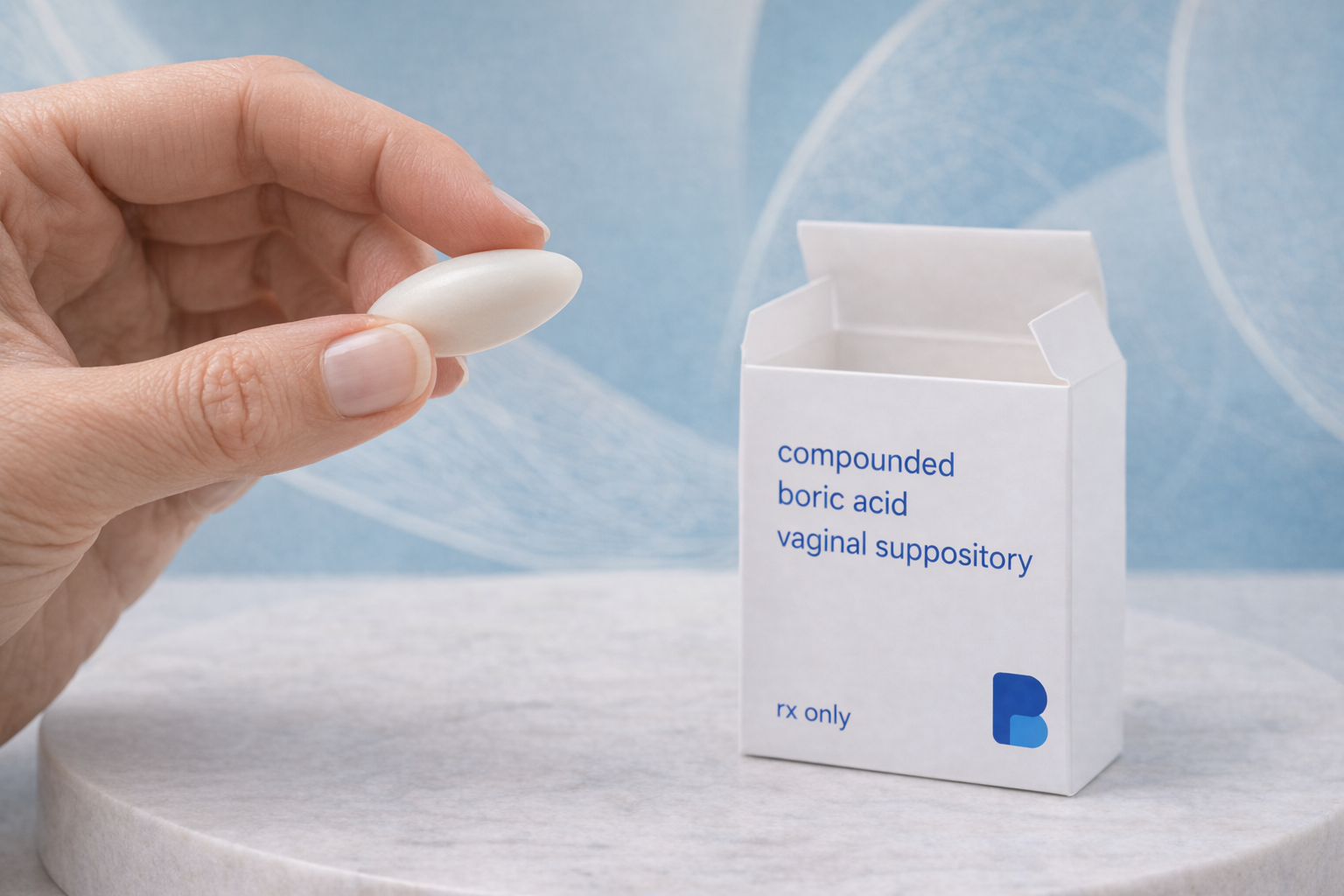 A measured 600 mg dose – Boric Acid Vaginal Suppositories, Capsules & Gel from Bayview Pharmacy