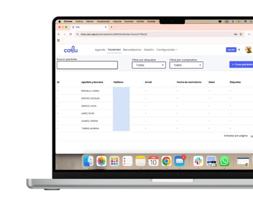 Vista de la plataforma de Calu