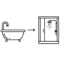 Bath to shower icon