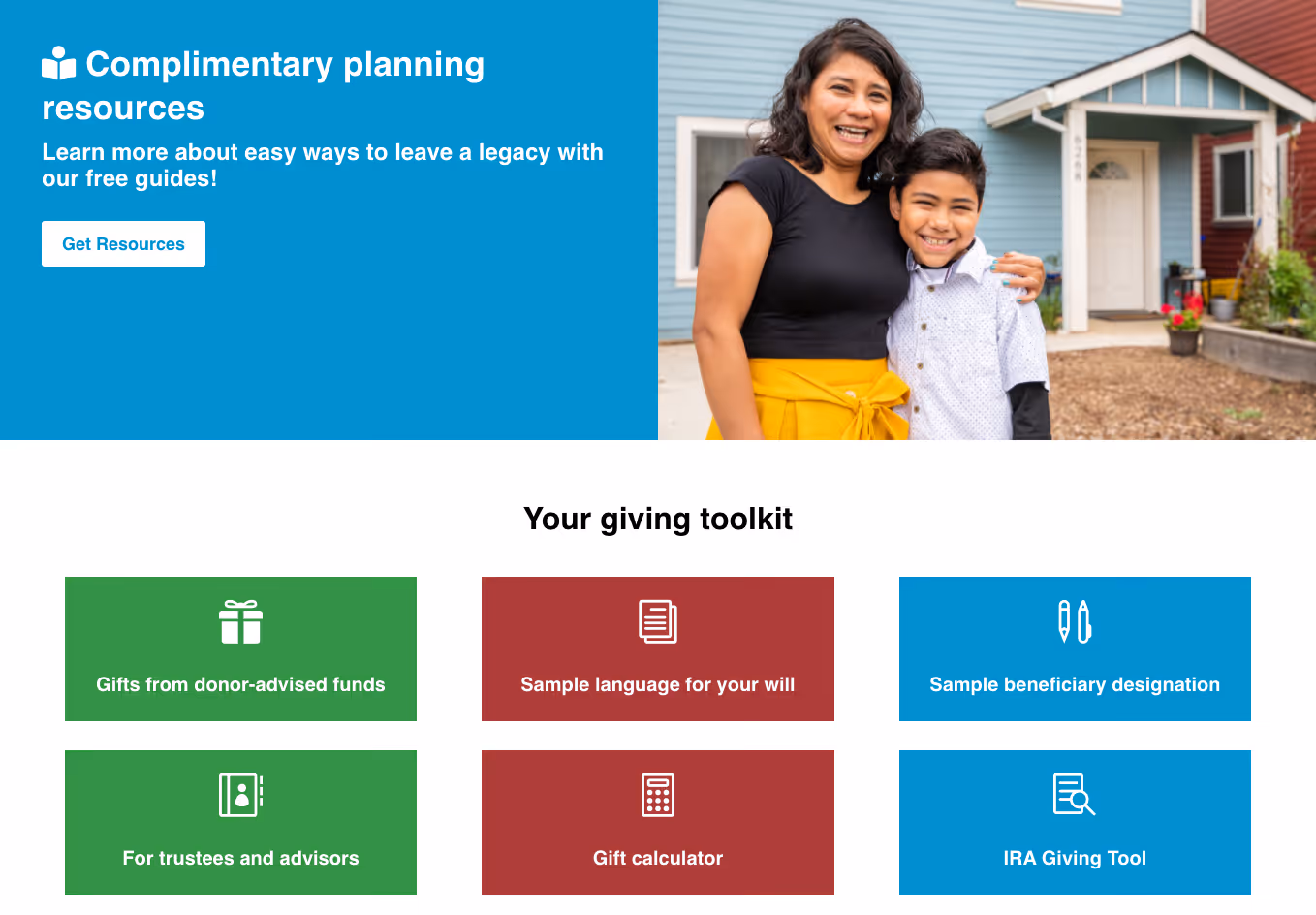A dedicated page or microsite all about your planned giving program makes it easier to promote this way of giving to donors.