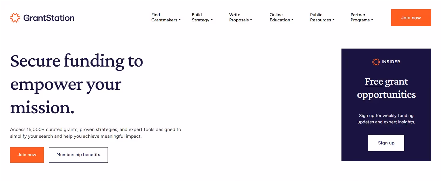 GrantStation homepage