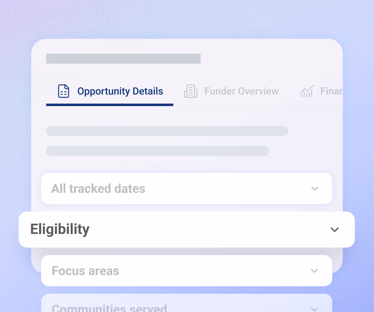 A mockup of Grant Assistant Discover, which  consolidates grant opportunities for nonprofits