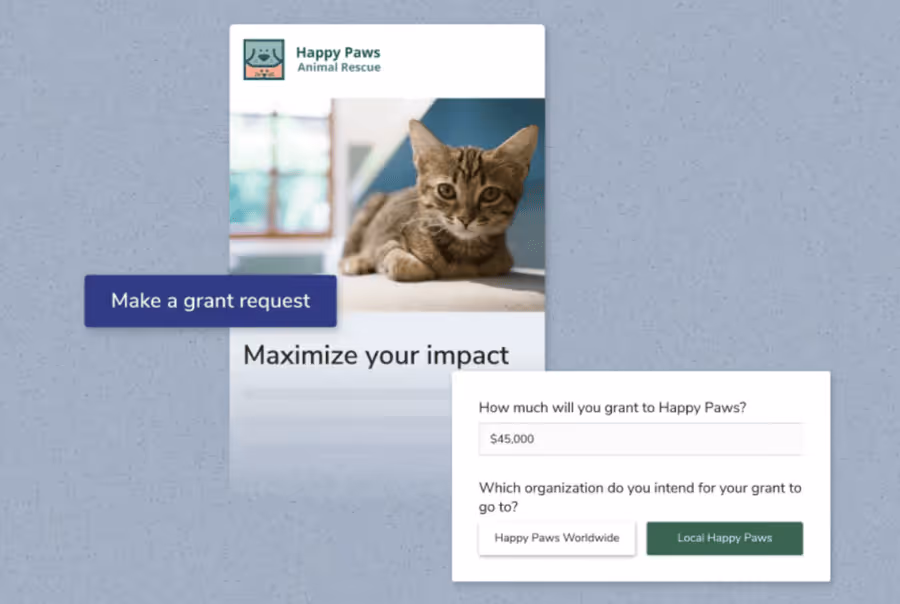 A mockup of FreeWill’s Smart Giving tools, which can work alongside your AI grant writing tools to diversify your revenue streams.