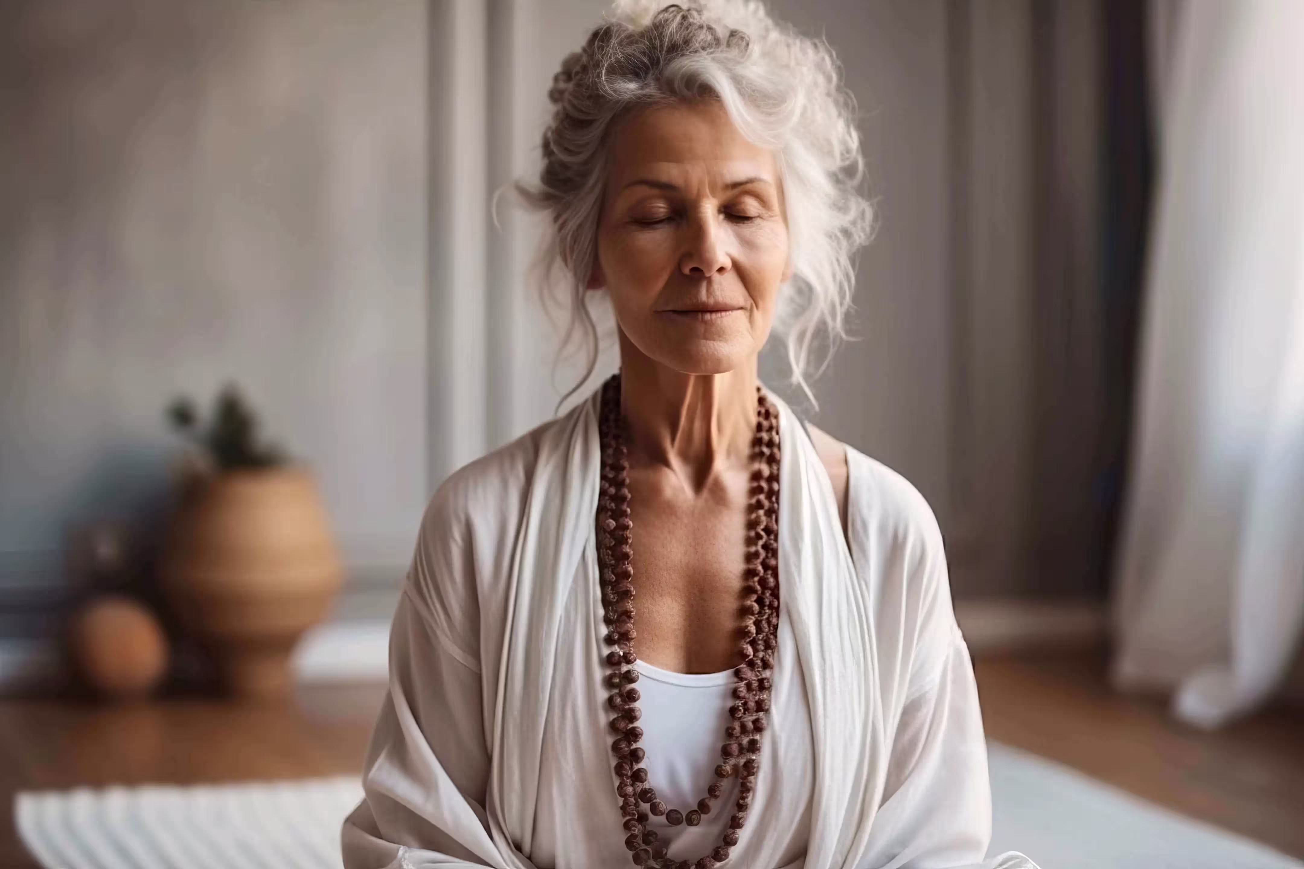 Senior woman relaxing in California home