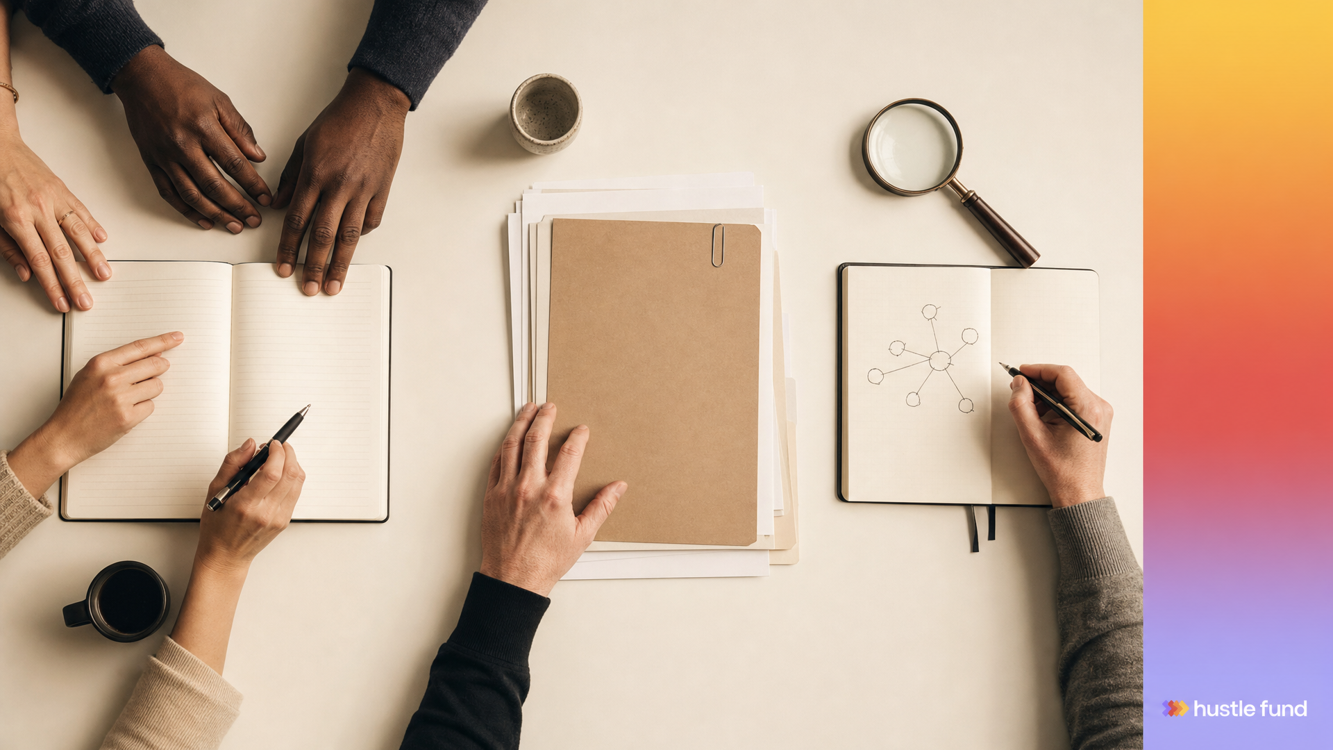 Three visual routes to startup investing converge around deal materials: community, platform-led, and solo.