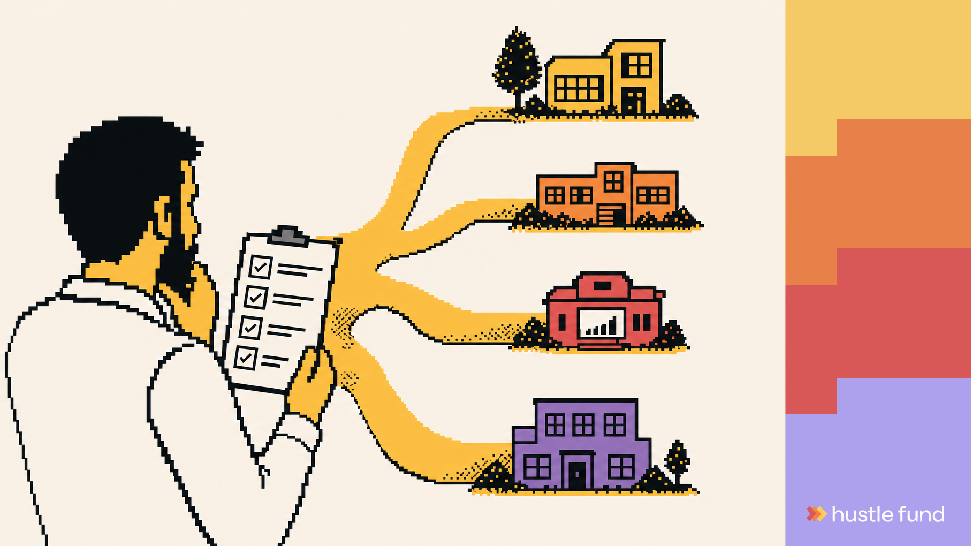 A pixel-art investor compares four paths to startup investments