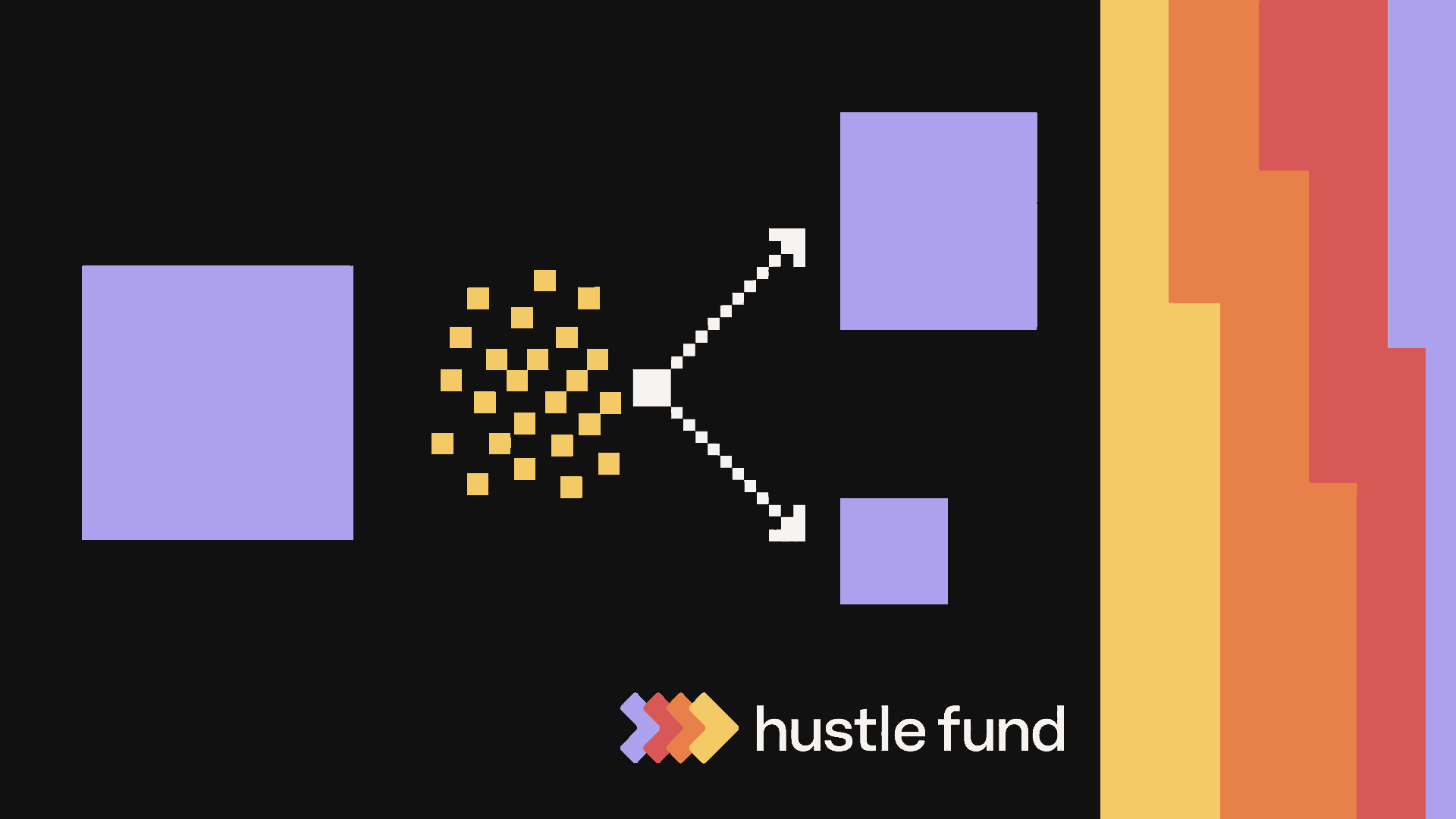 A pixel-art ownership stake splitting into maintained and diluted outcomes.