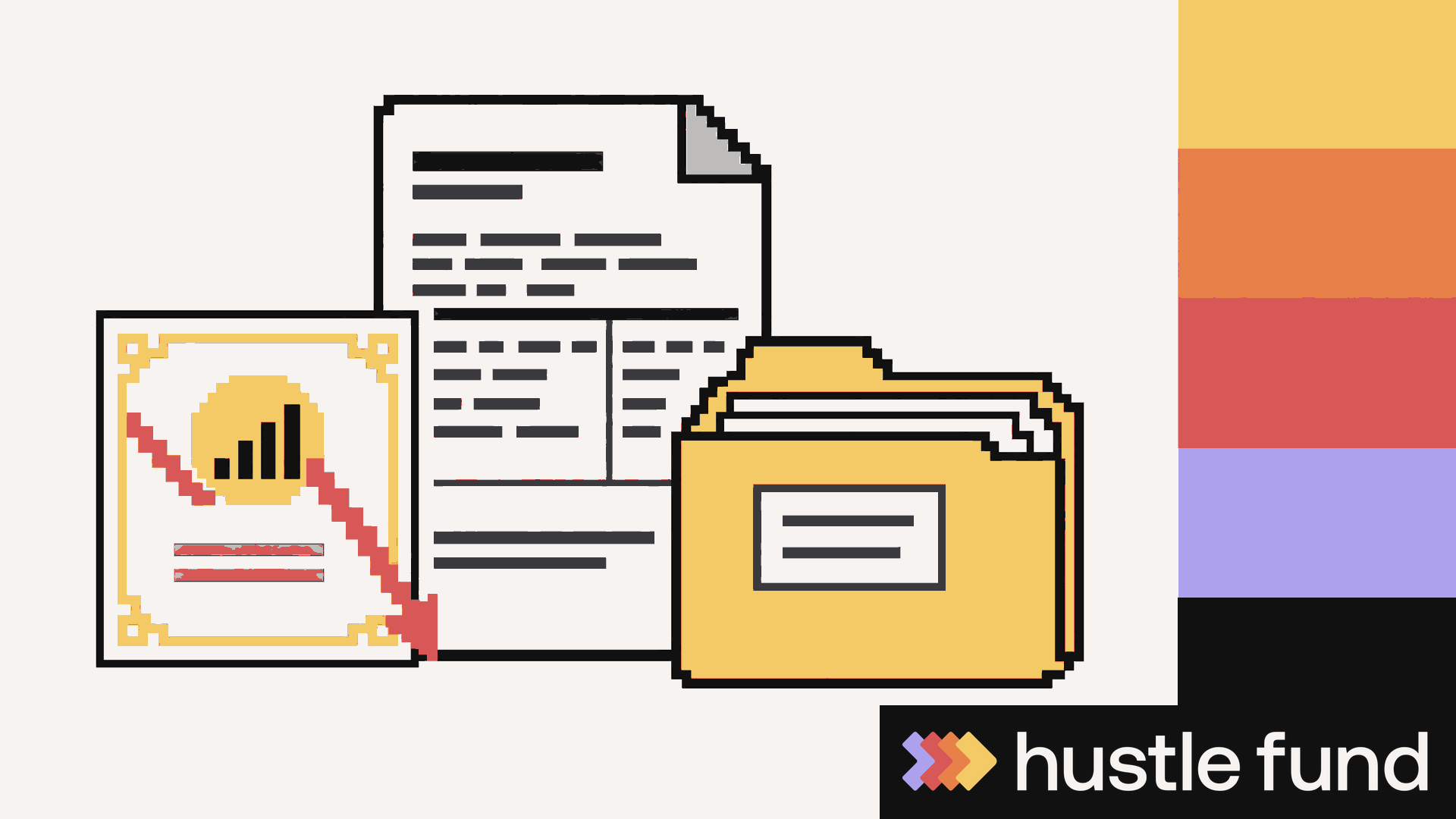 Pixel-art stock certificate, tax form, and filing folder show the Section 1244 qualification path.