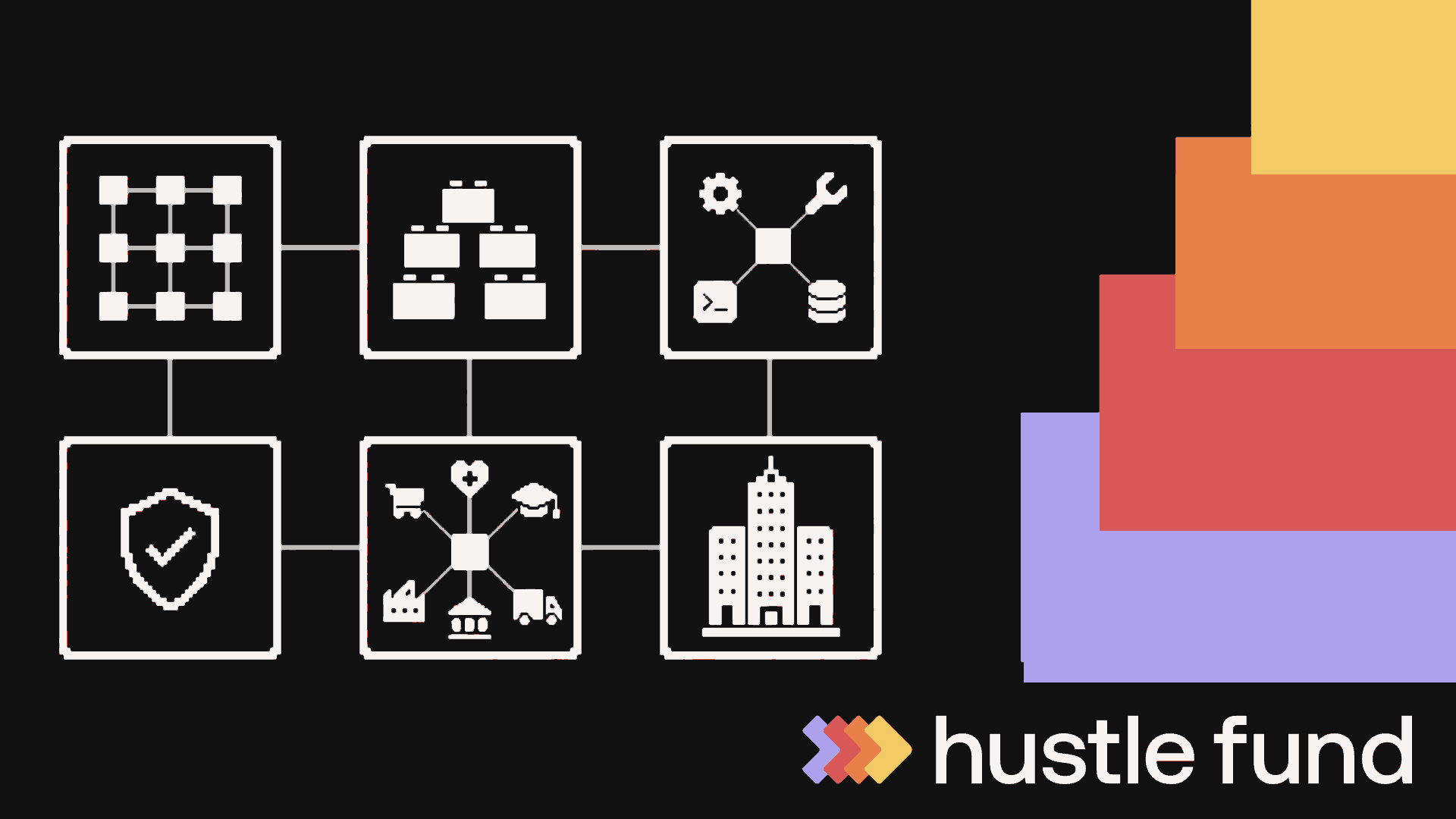 Pixel-art map of six non-ranked AI agent market layers.