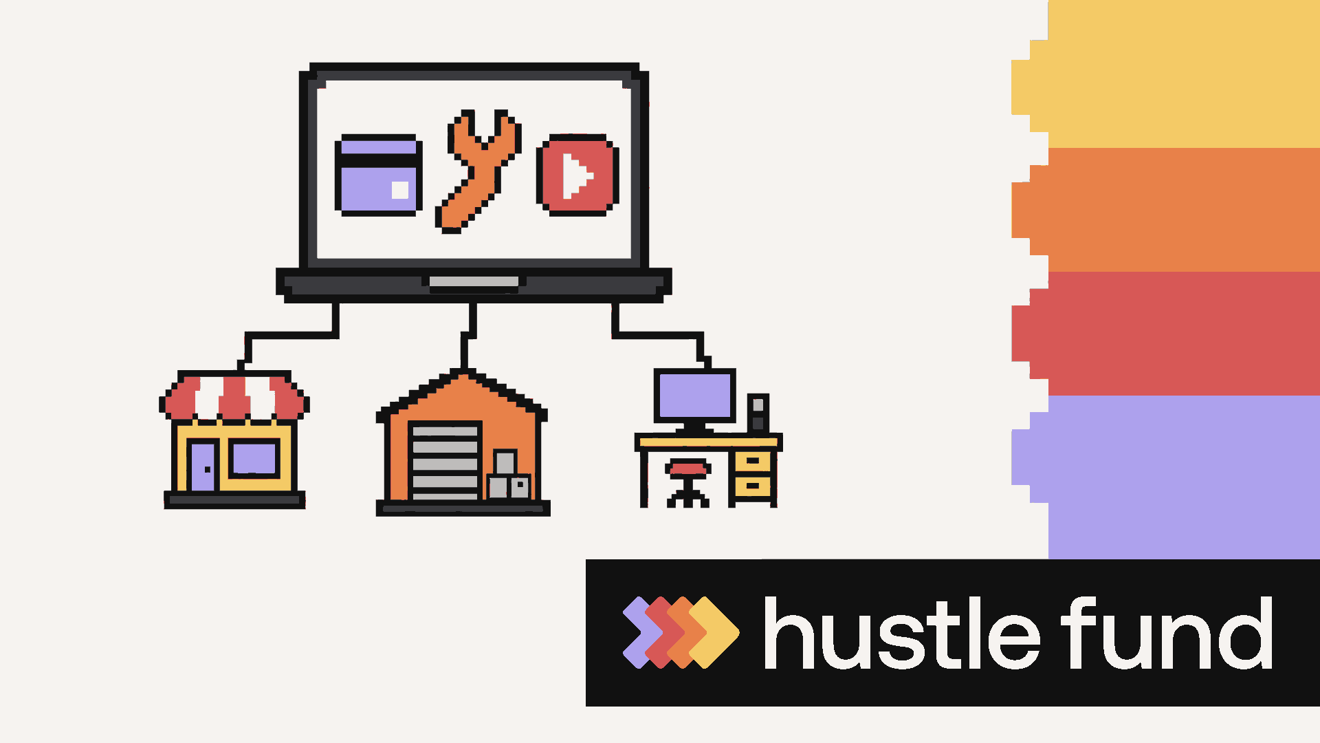 Pixel-art tools connecting small businesses and an individual creator.