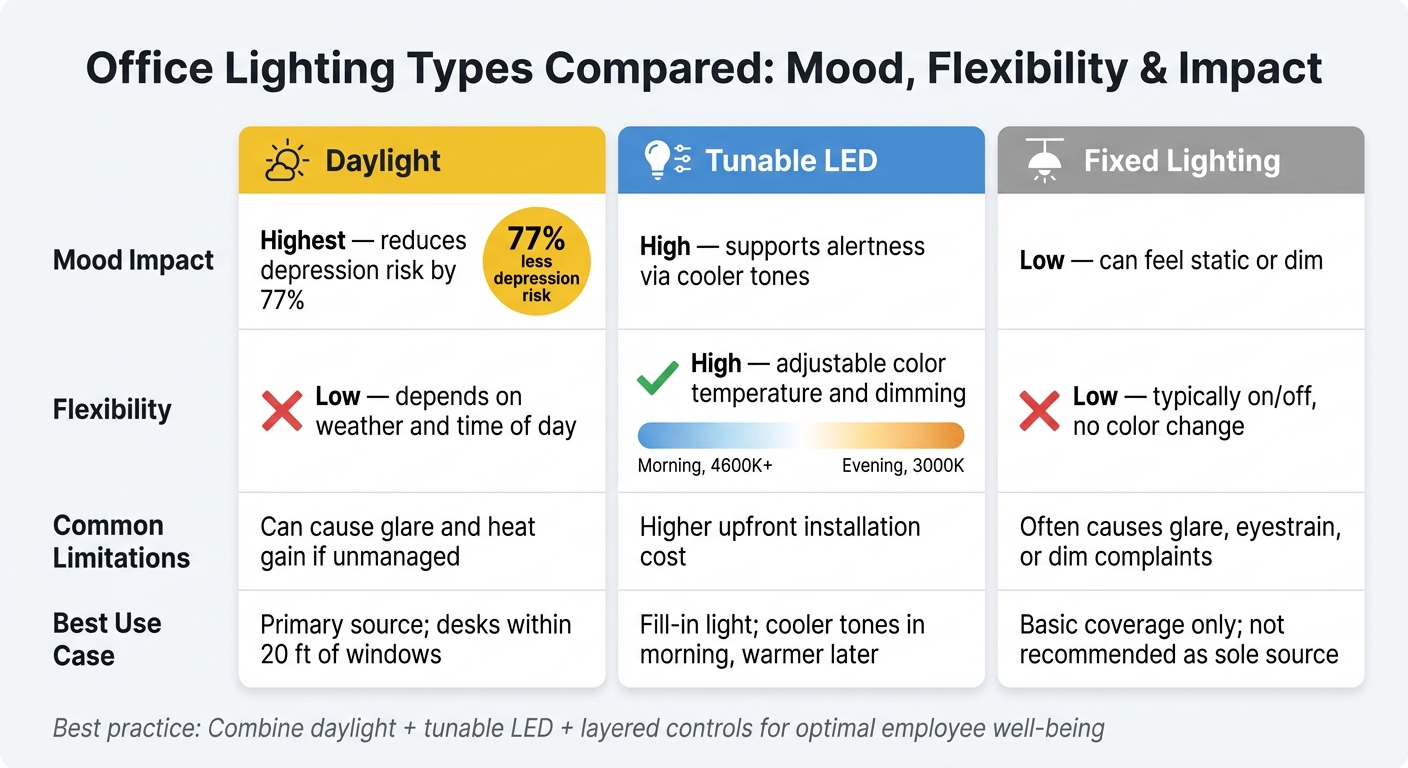 Office Lighting Types Compared: Mood, Flexibility & Impact