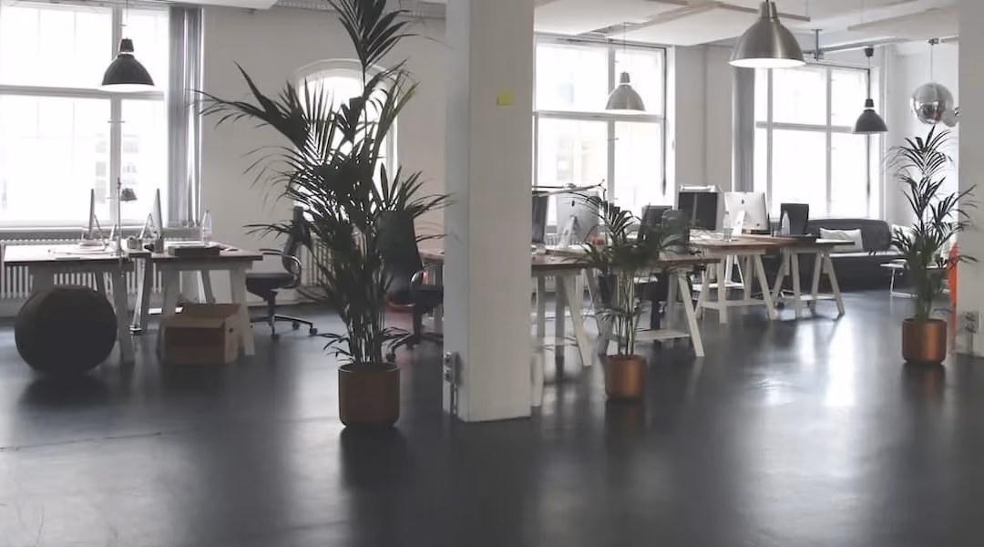 Open-plan office environment illustrating the acoustic challenges and furniture-based sound management solutions available through Office Gallery International for Boston-area businesses