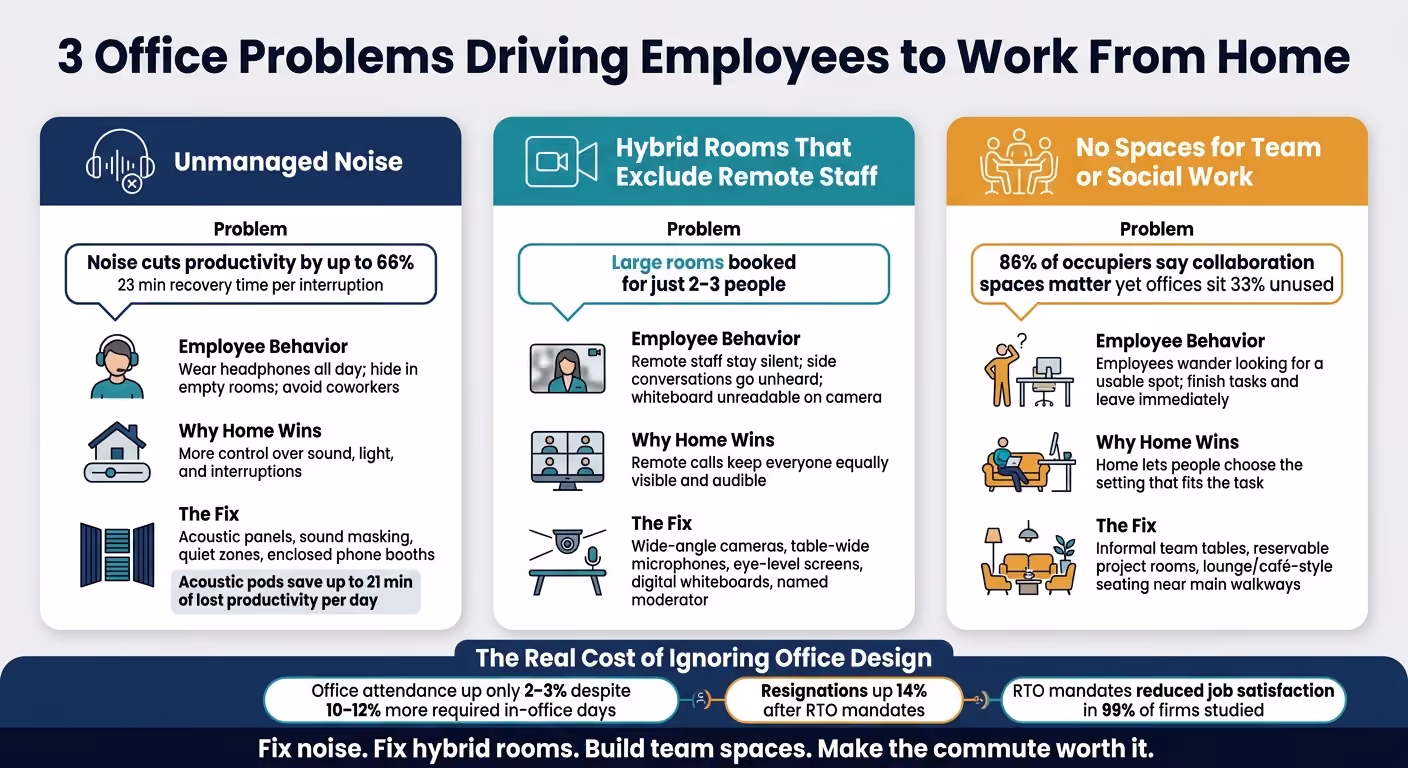 3 Office Problems Driving Employees to Work From Home (With Fixes)