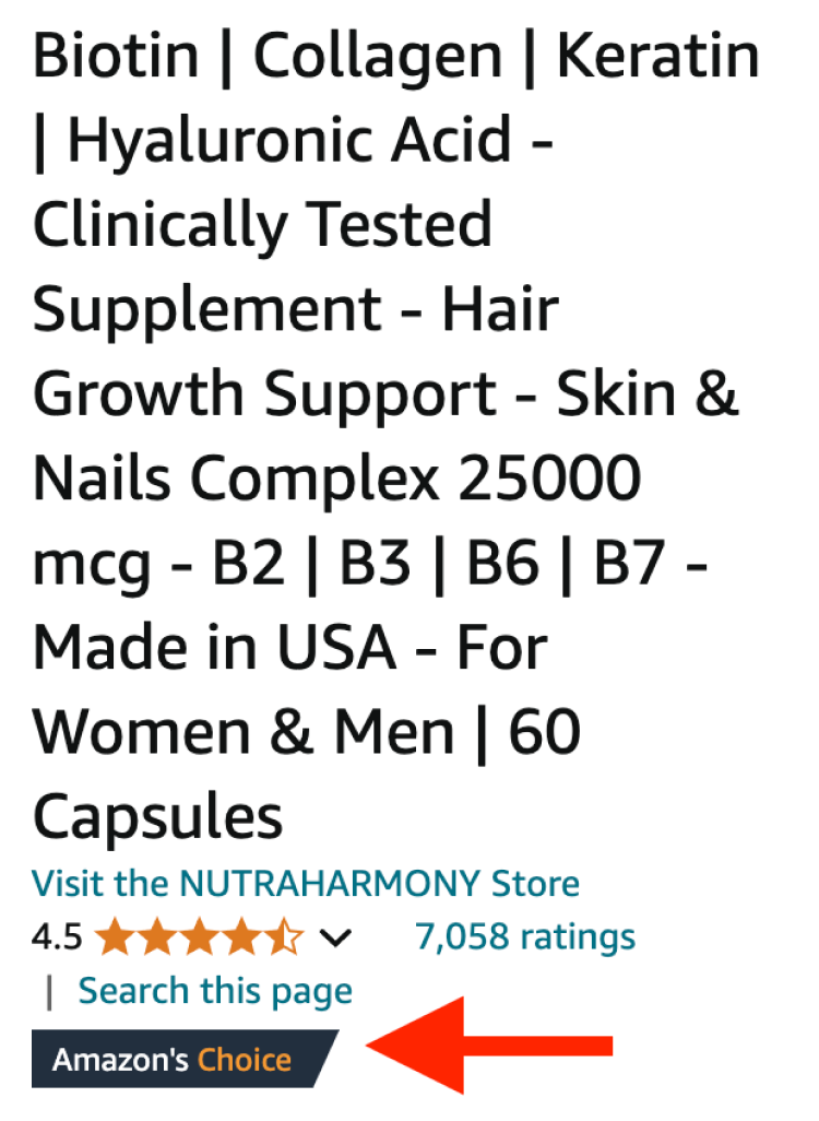 Amazon Choice Product Detail Page