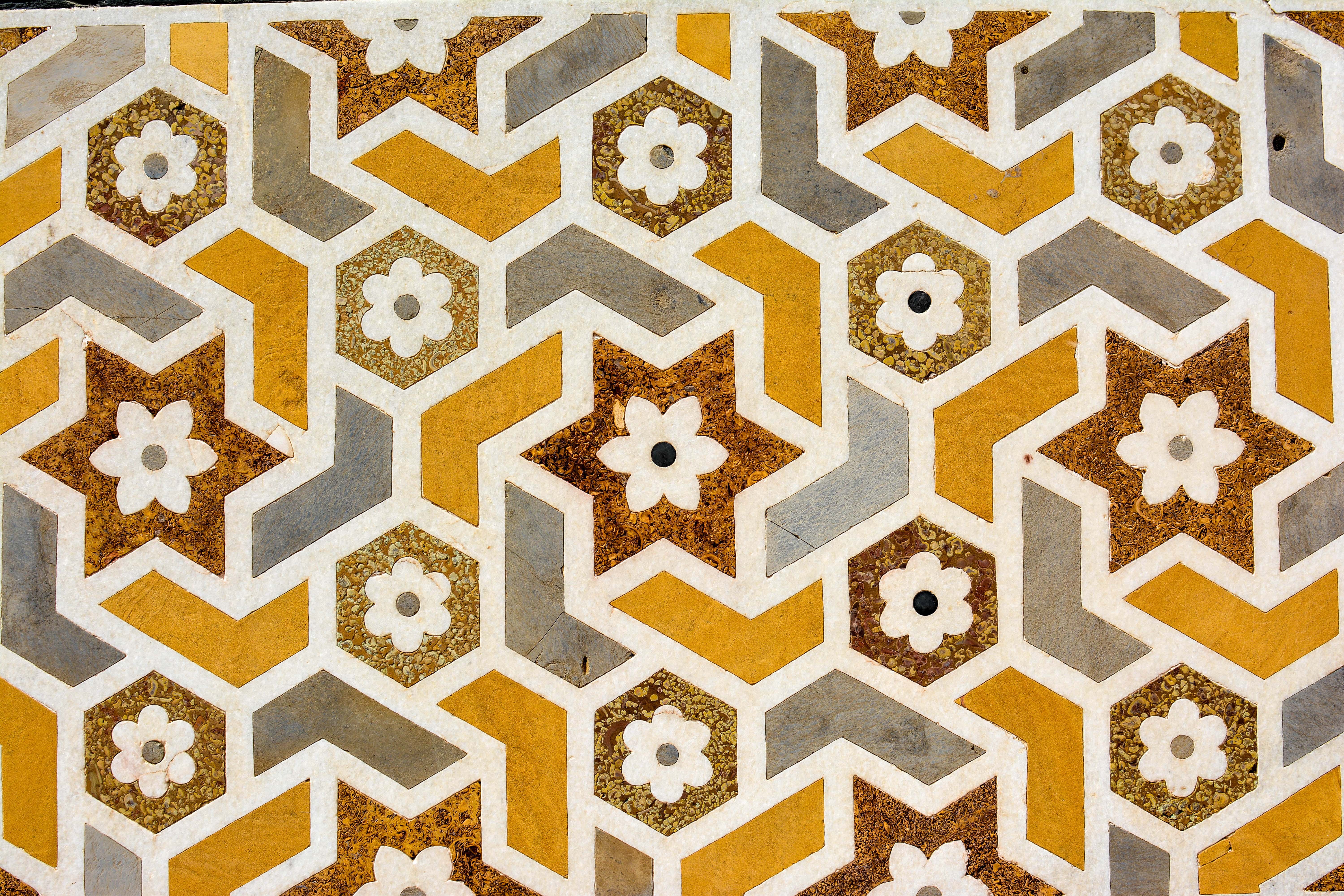 orange and green mosaic pattern