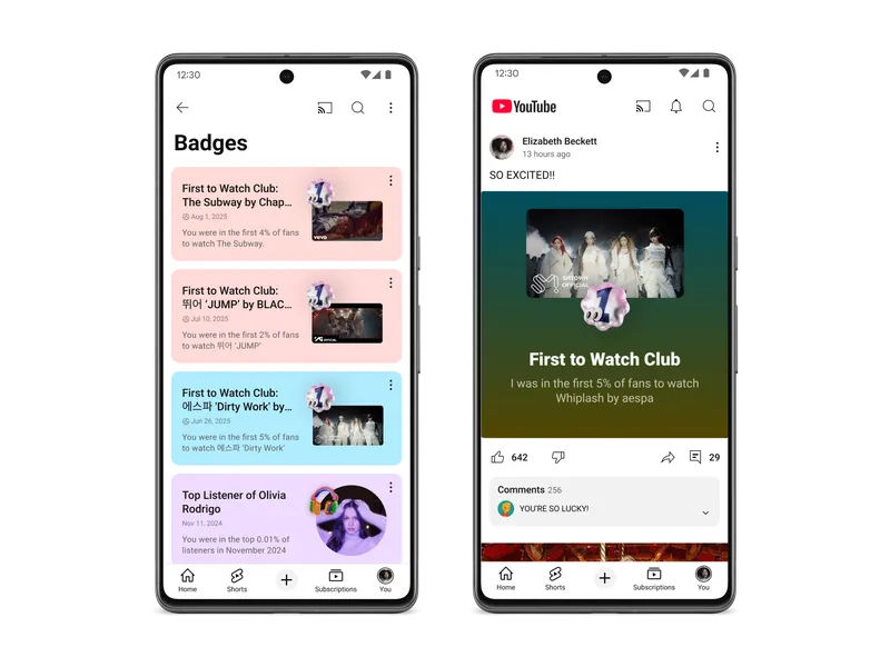 YouTube Badges für Faninteraktionen