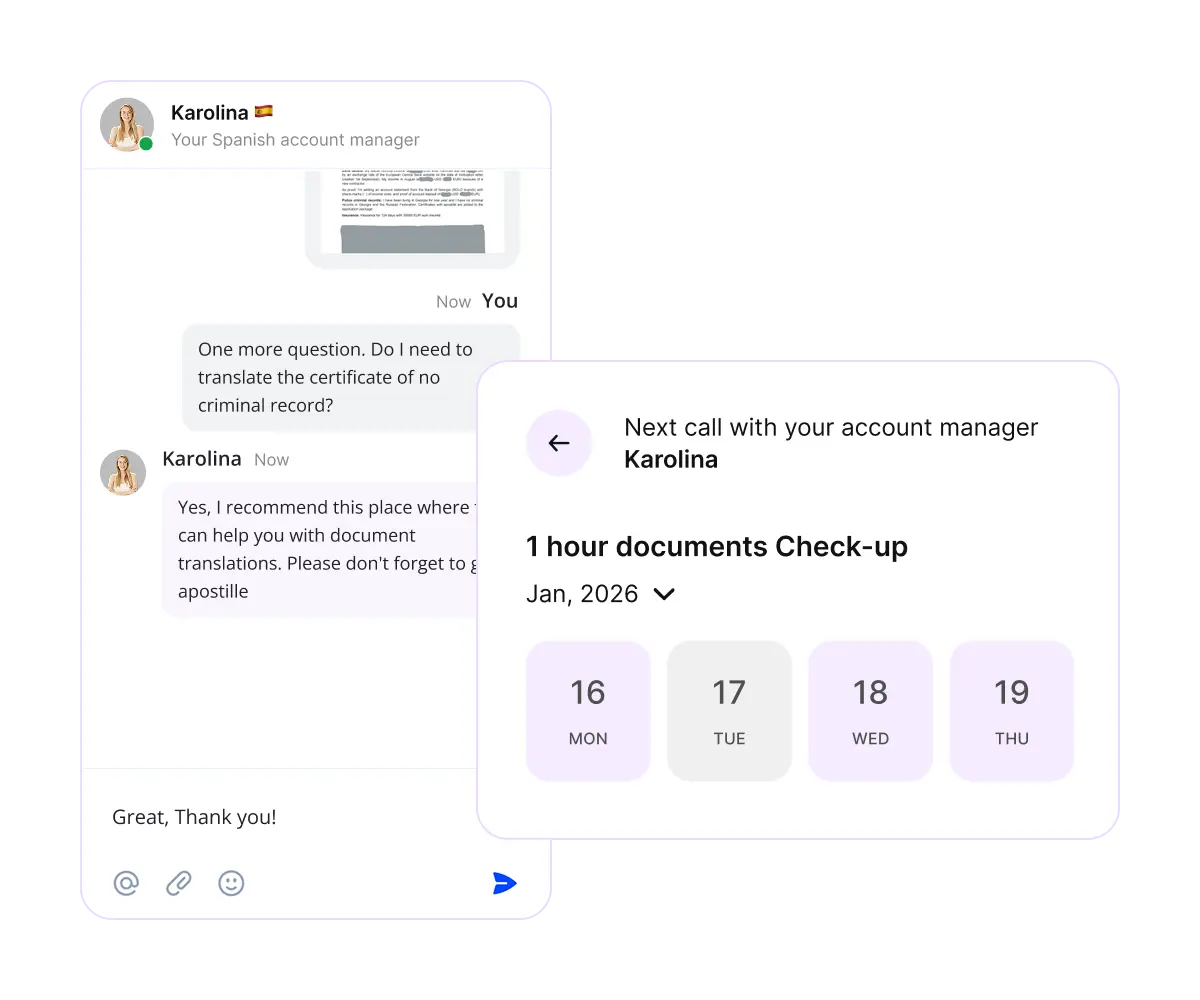 Fast and unlimited chat on your language with a personal case manager