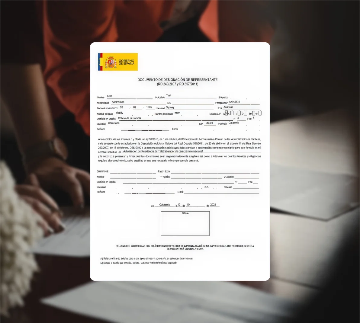 Document Auto-Fill Service for Spain’s Residency Application