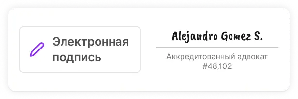Документы подаёт испанский адвокат со своей электронной подписью