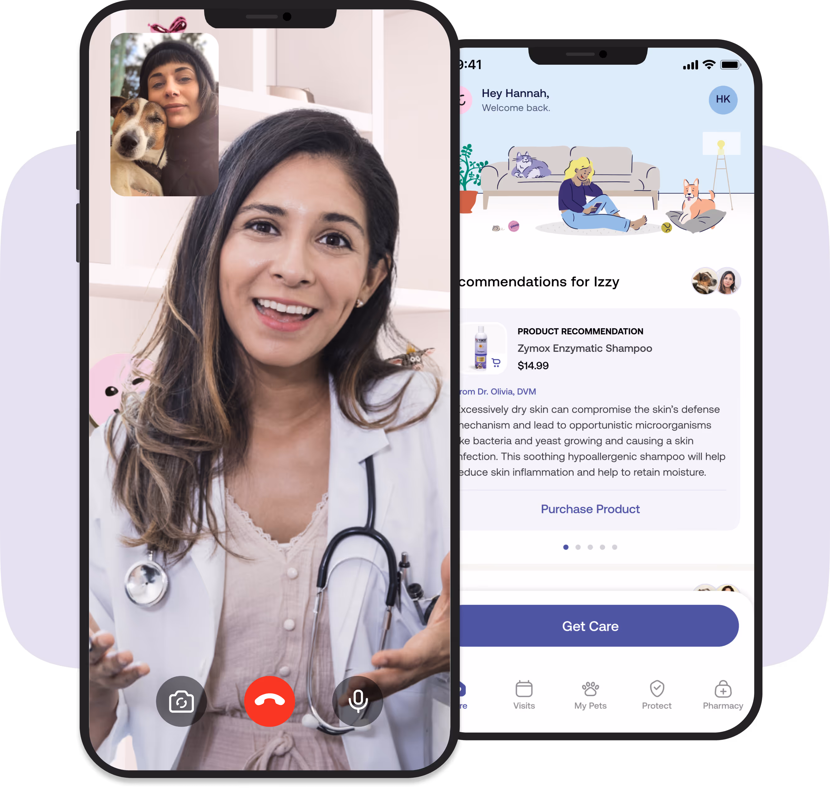 Two cell phones with pawp video chat and pawp app home page