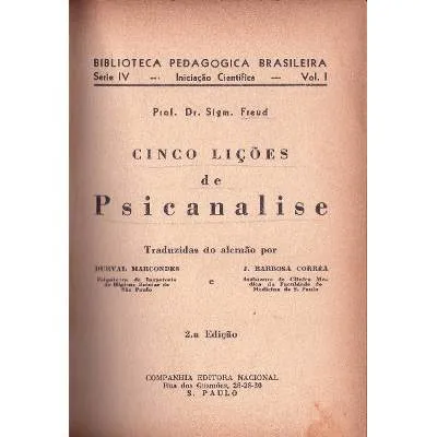 Capa do livro 'Cinco Lições de Psicanálise' de Sigmund Freud
