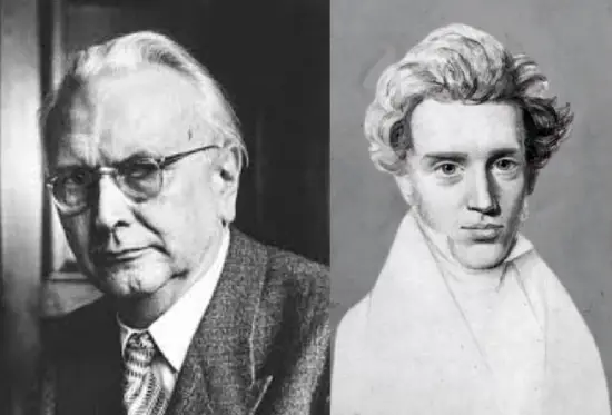 Retratos de Søren Kierkegaard e Karl Jaspers, filósofos ligados ao existencialismo cristão