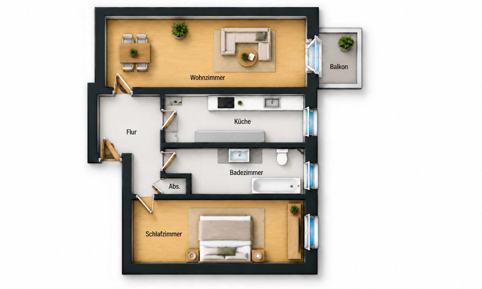 Krukenberg Herten | Helle 2-Zimmer-Wohnung mit Balkon