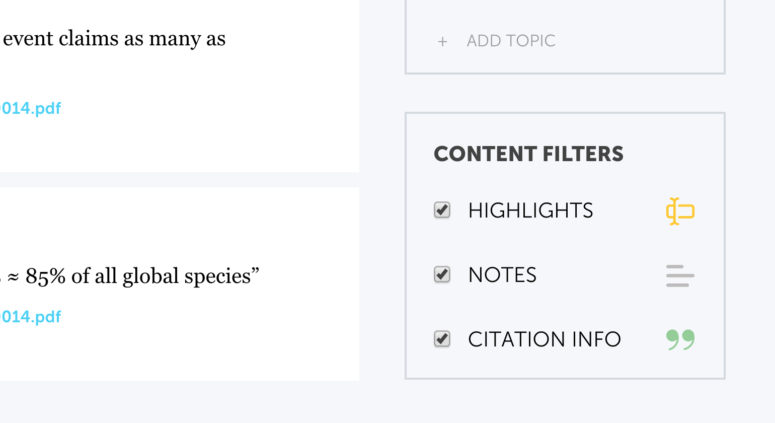 View Citations in PowerNotes Project Outline Image