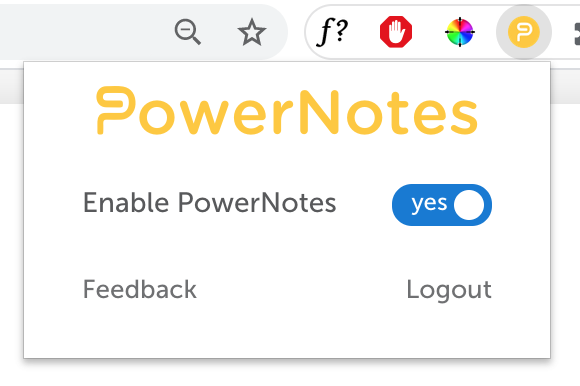 PowerNotes extension enabling and disabling image