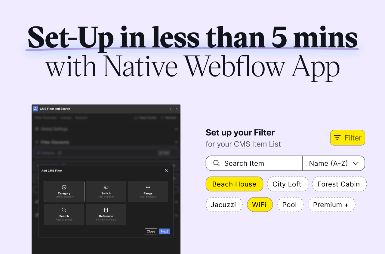 Set Up CMS Filter and Search for Webflow by No Code Flow
