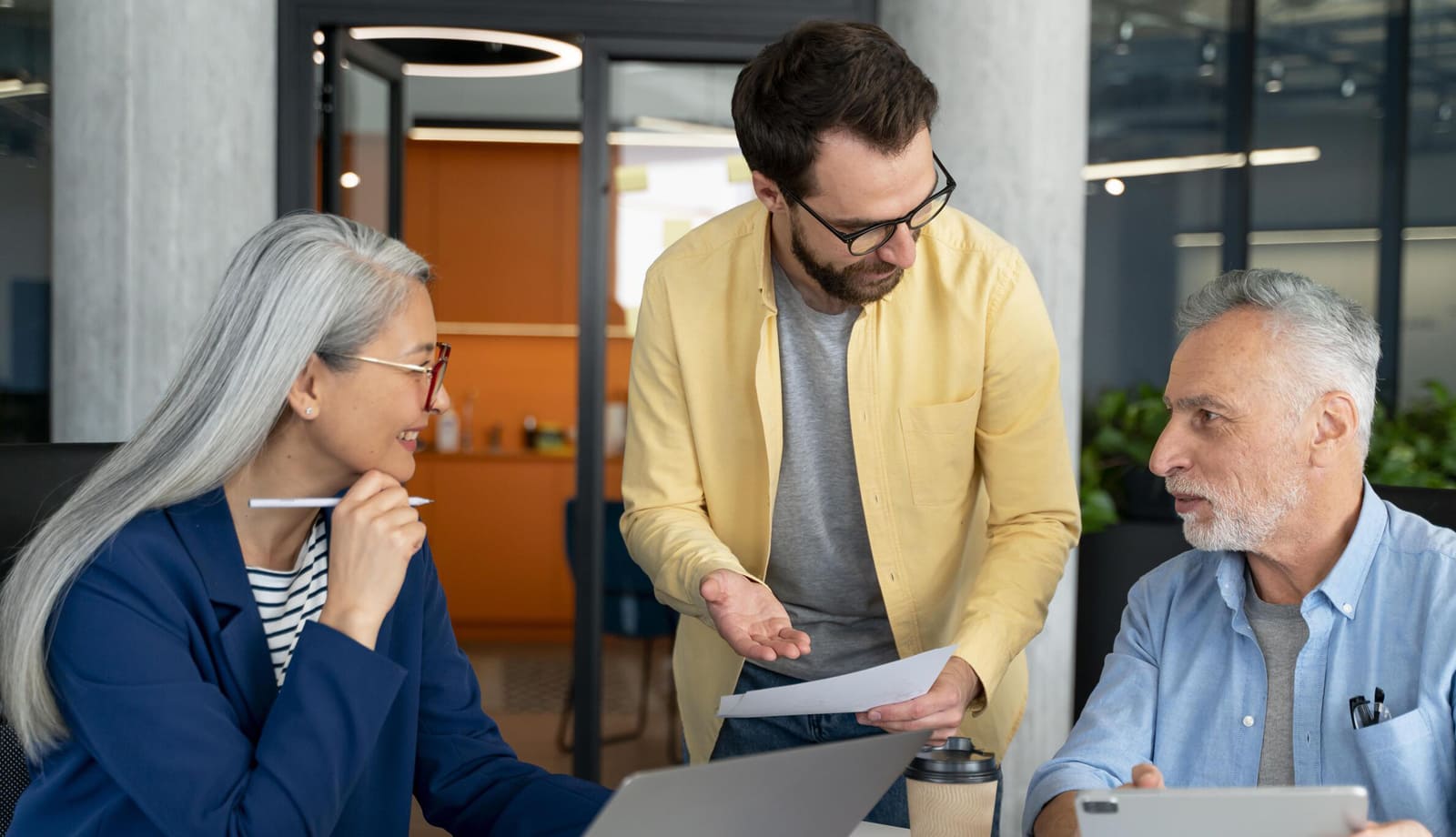 People working as team company
