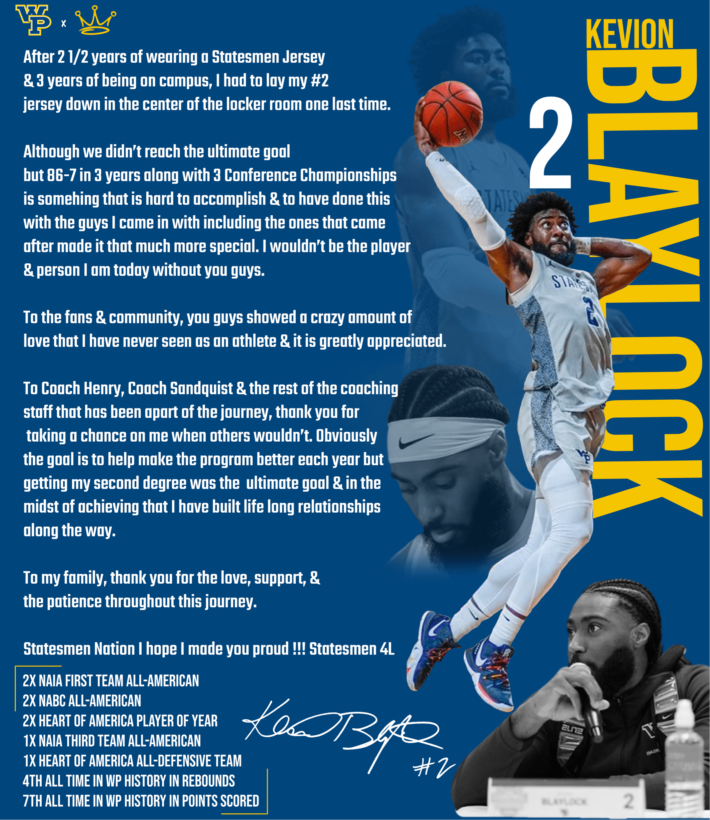 William Penn Men's Basketball Farewell Graphic
