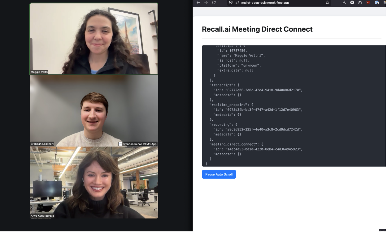 Screenshot of team in a meeting using Meeting Direct Connect