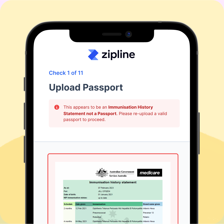 Zipline software mockup