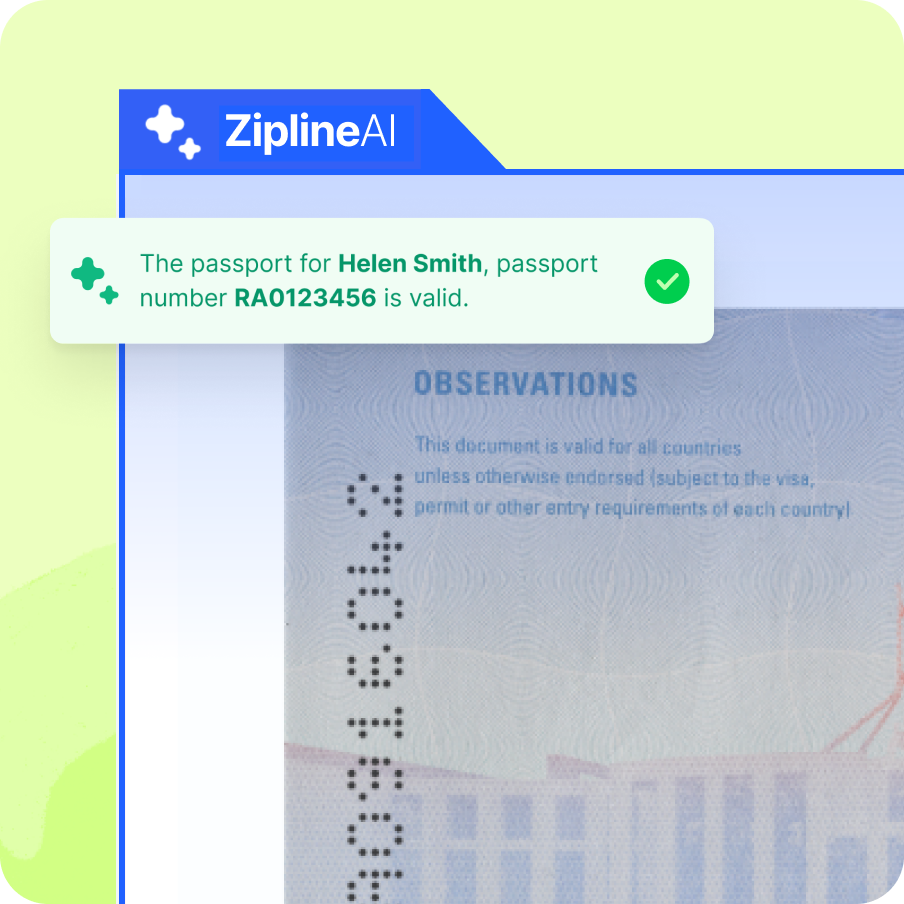Zipline software mockup