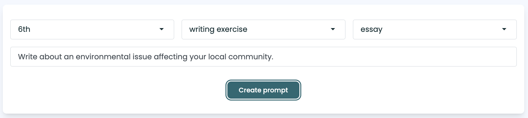 Plume's AI Prompt Generator creates engaging and leveled prompts for 11 year old students 
