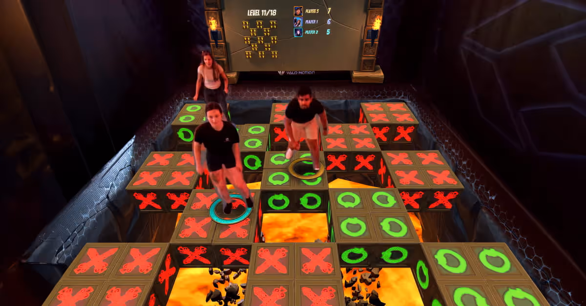 Three players playing Groundfall in ValoArena