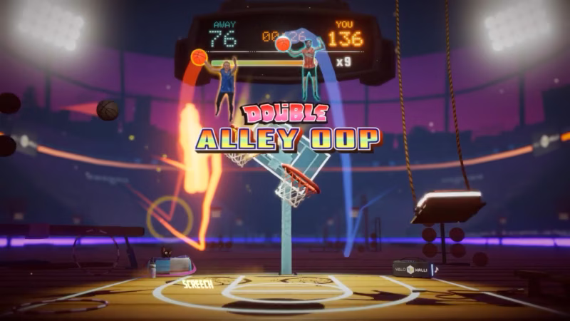 Still image from the Afterhours level in Dunk It! for ValoJump.