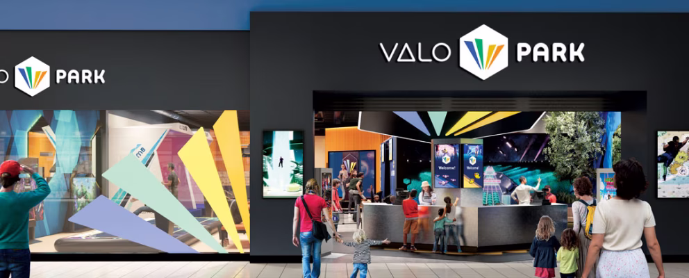 Render image of ValoPark entrance inside a shopping mall.