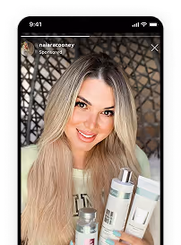 Sponsored Instagram story of creator holding skincare products