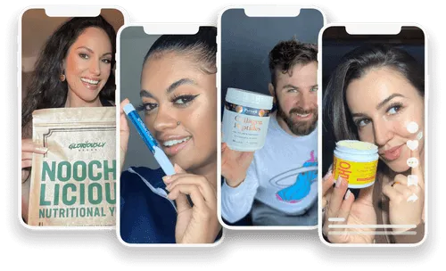Four different creators showing products