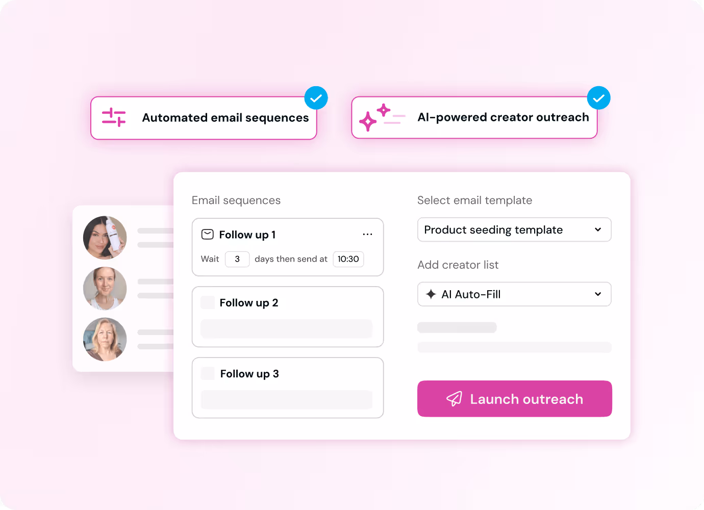 outreach tool showing automated email sequences with AI capabilities