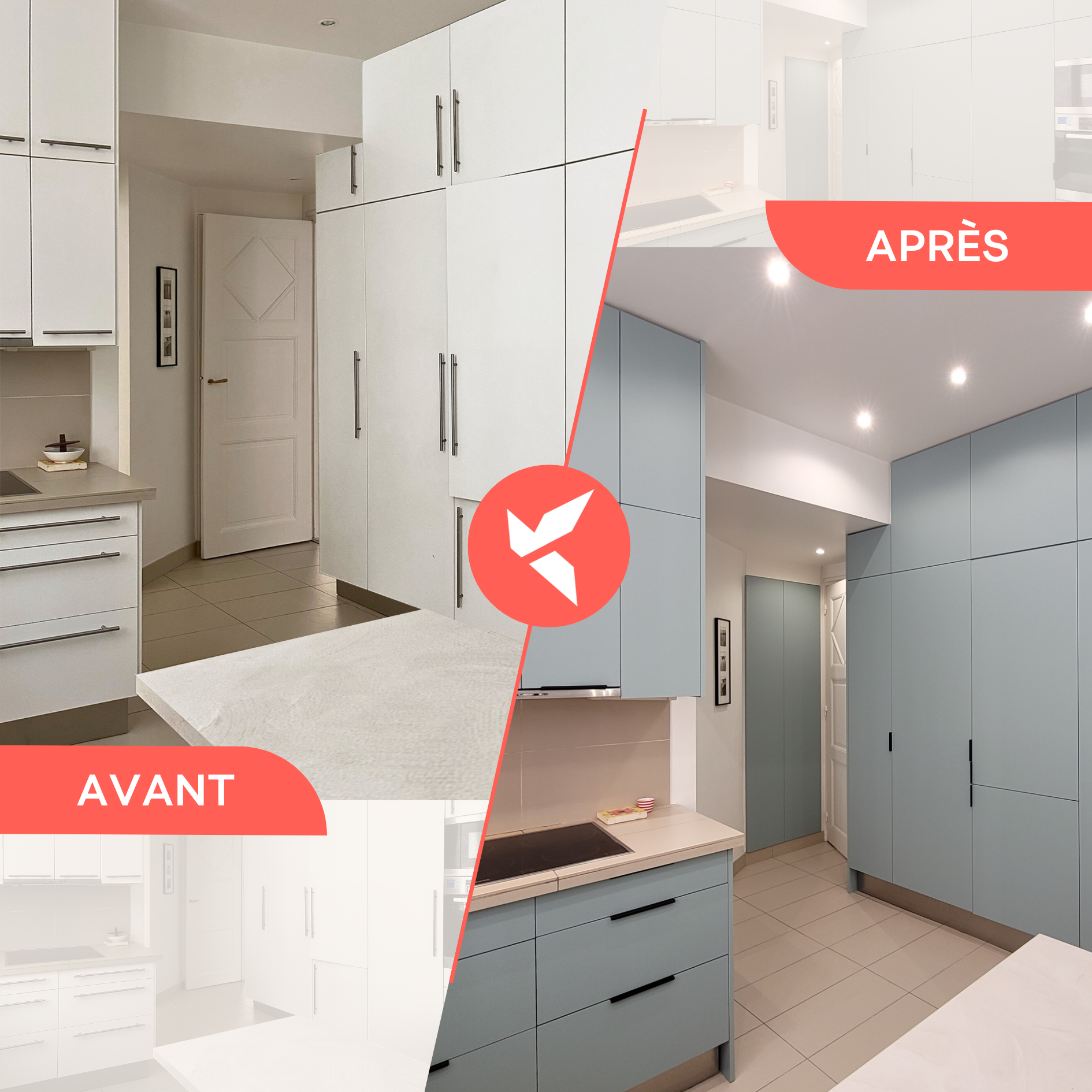Avant / après : cuisine IKEA Metod relookée avec des façades sur mesure Relookitchen