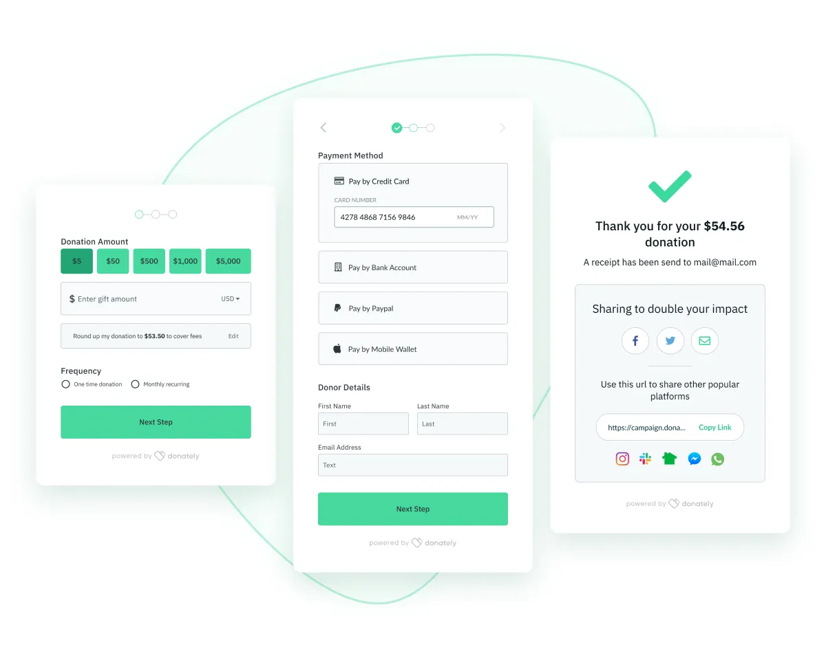 Donately forms are customizable, stylish, and flexible to meet the needs of any organization and any site.