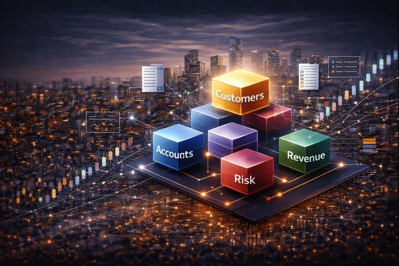 Background image with conceptual data model and user avatars